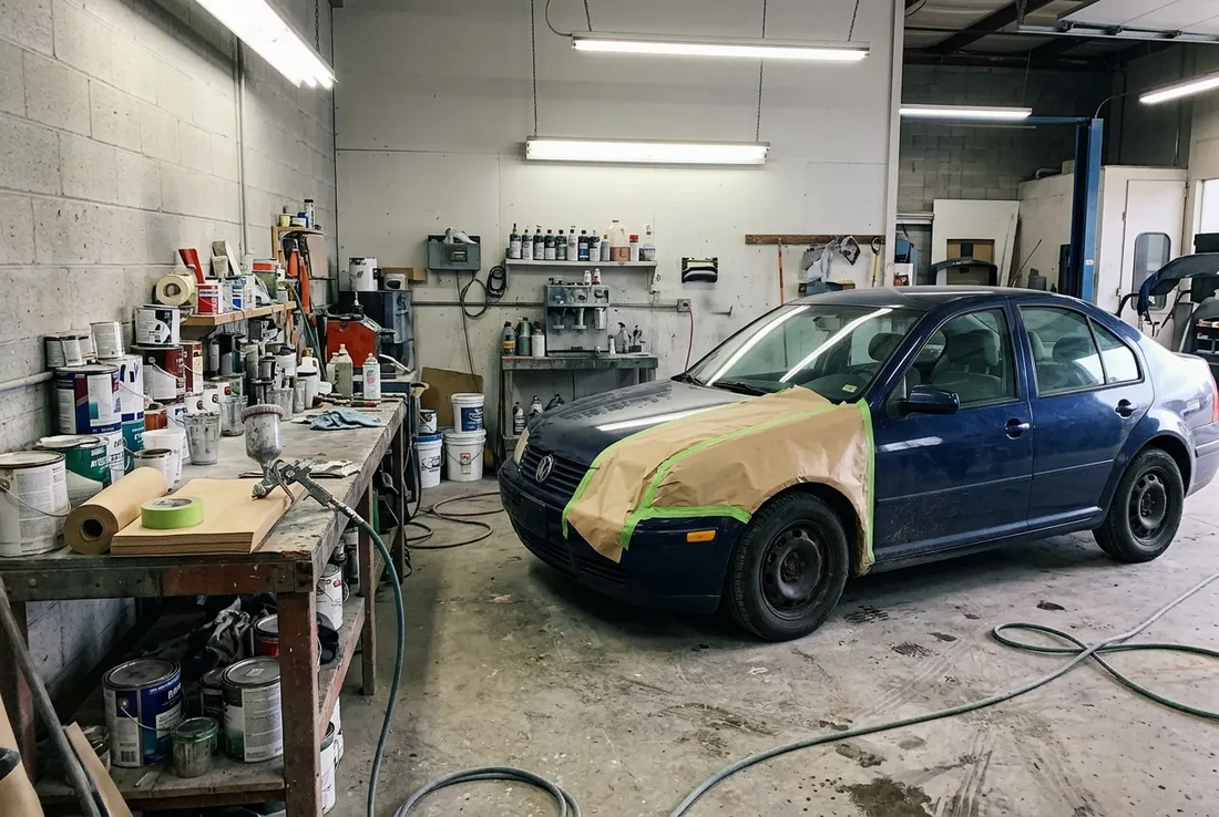 Auto paint and scratch repair shop interior in La Verne CA